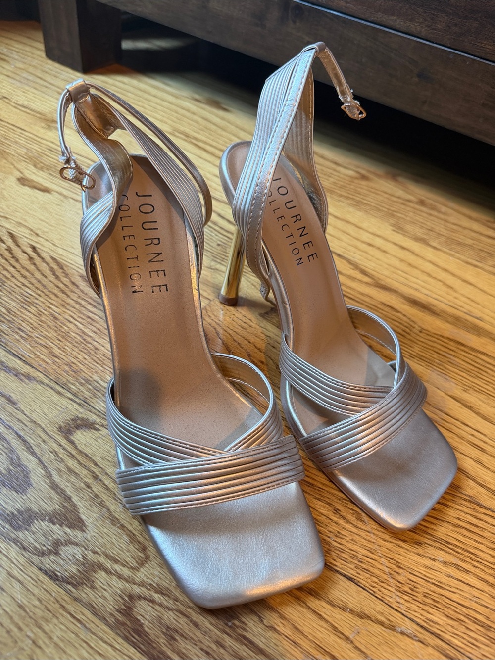 Journee Collection Silver Strappy Stiletto Sandals